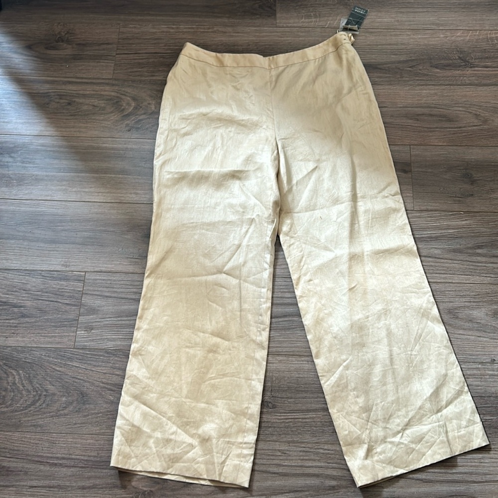 VALERIE STEVENS 100% linen camel color Pants SZ 14 NWT